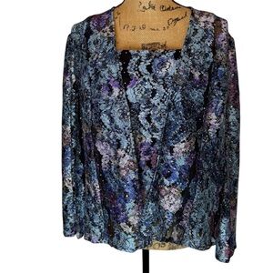 Alex Evenings Formal Tank and Shrug Set purple, blue and black XLP